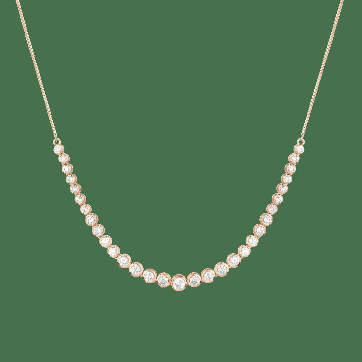 Graduated Lab Grown Diamond Bezel Necklace