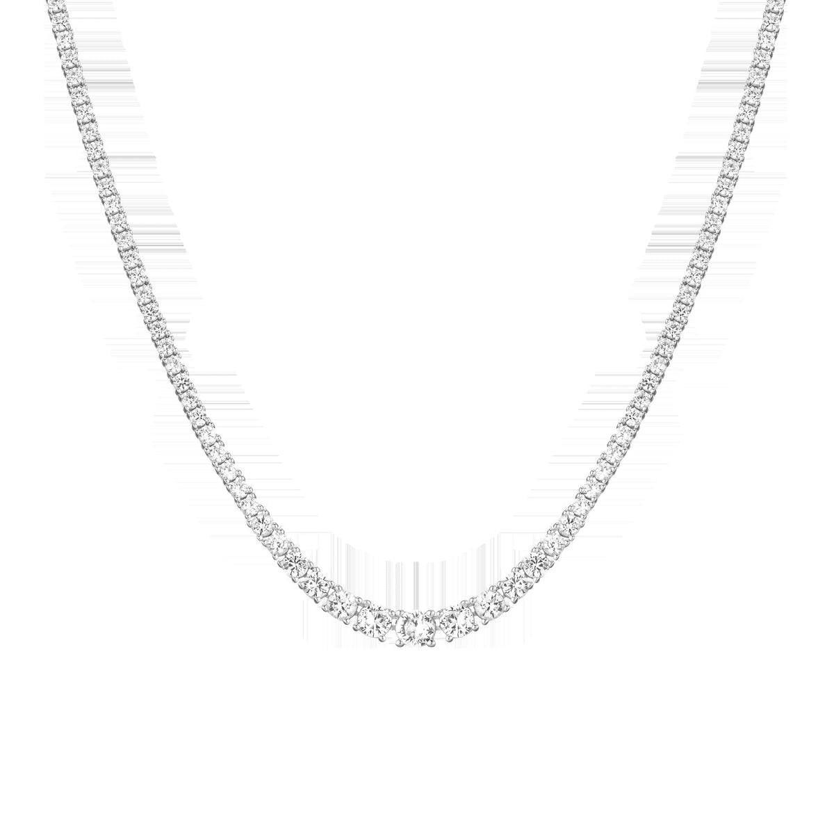 Lab Grown White Sapphire Graduated Modern Tennis Necklace