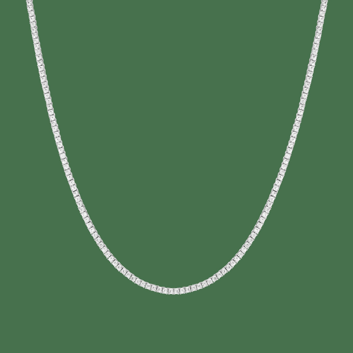 Lab Grown White Sapphire Tennis Necklace