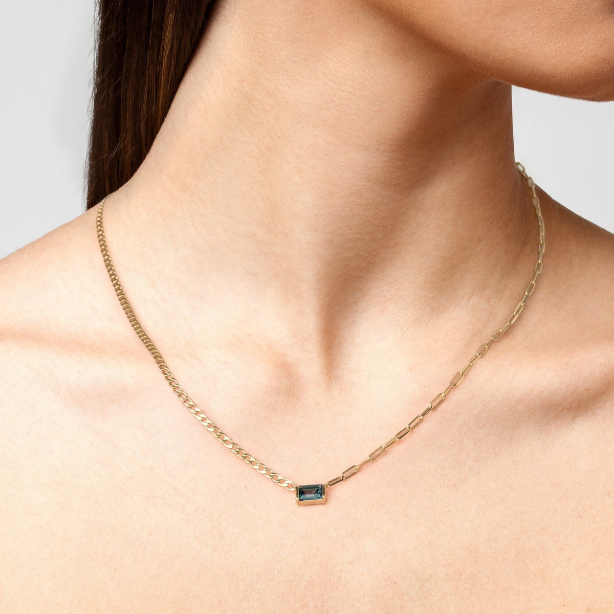 AURATE X MICHELLE: Tranquility Blue Topaz Chain Necklace