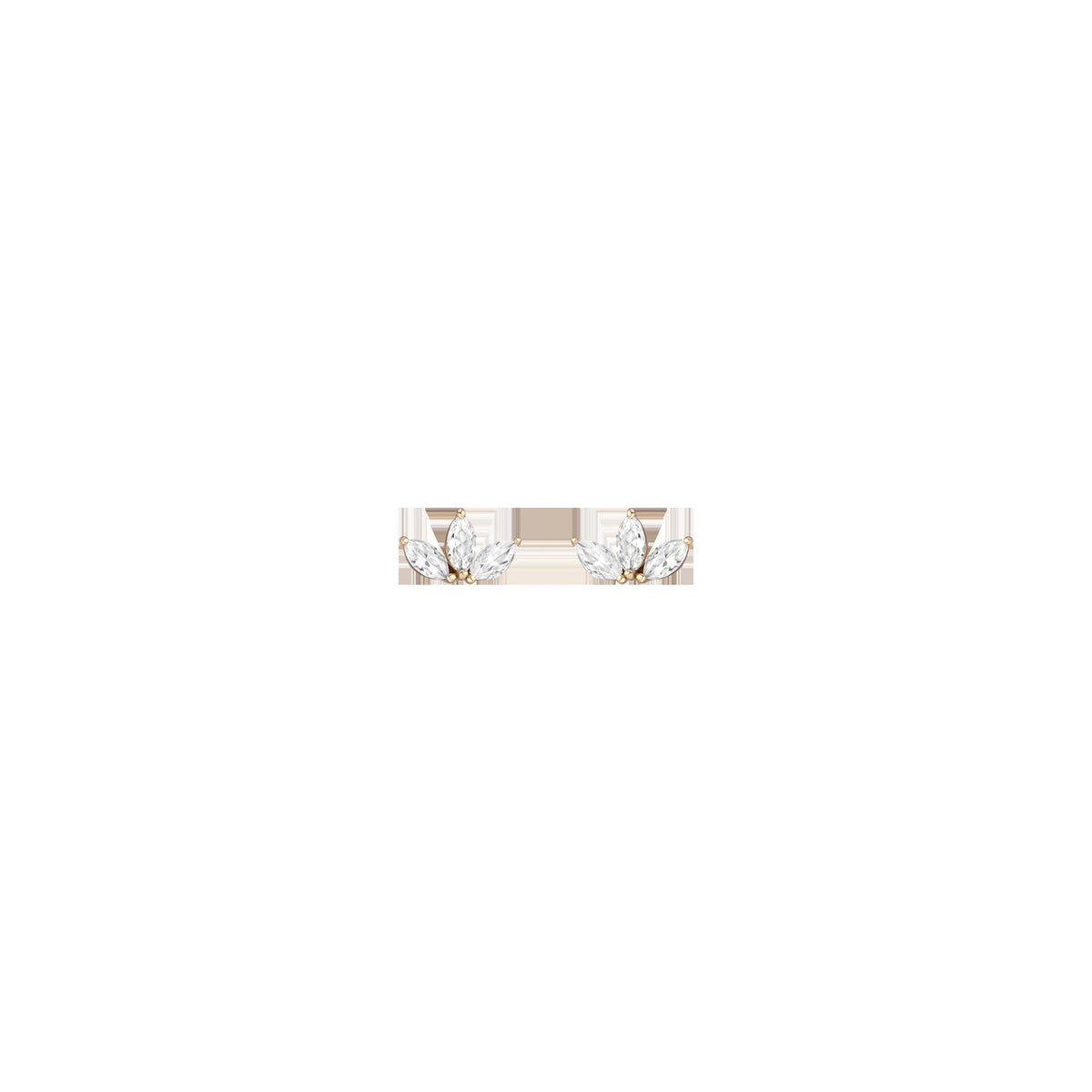 Lab Grown White Sapphire Crown Marquise Earrings - Flatback