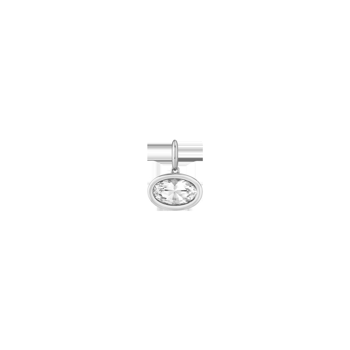 Oval Lab Grown White Sapphire Bezel Pendant