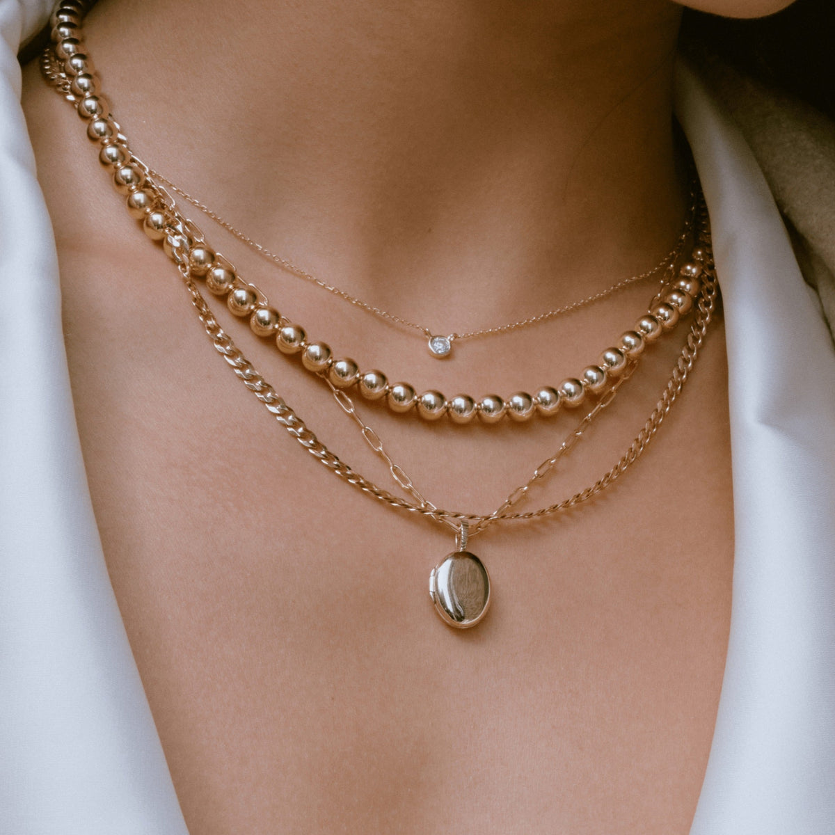 Large Gold Curb Chain Necklace