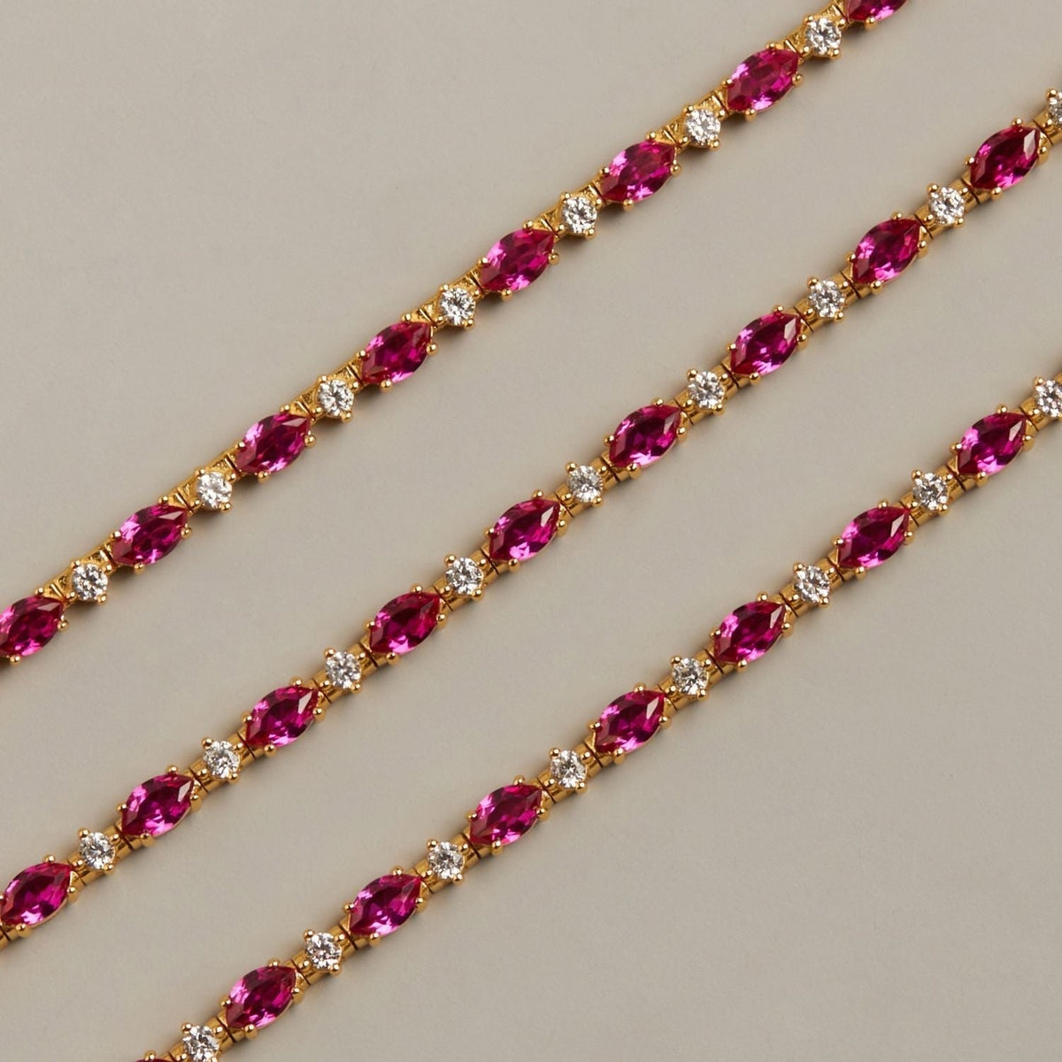 Aurate x Marilyn Monroe: Lab Grown Red Marquise Tennis Bracelet