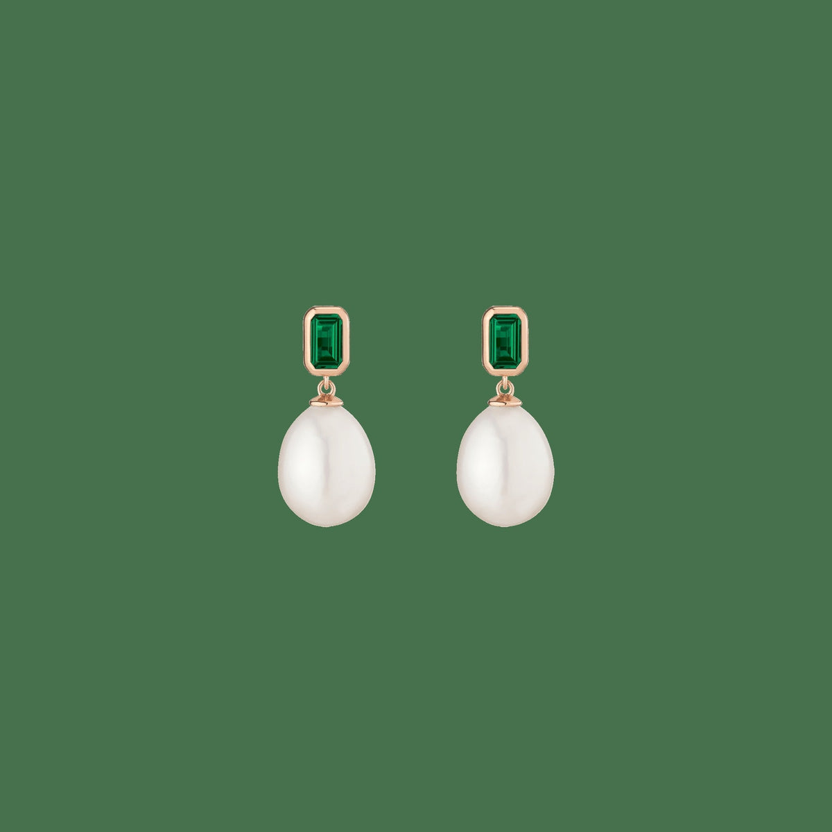 Lab Grown Emerald Heirloom Pearl Drop Earrings