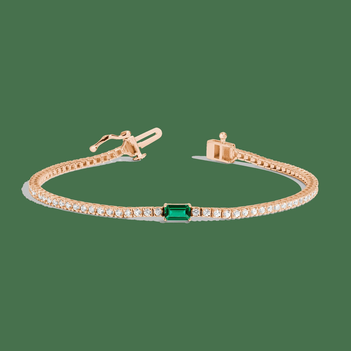 Lab Grown Diamond Tennis Bracelet with Emerald