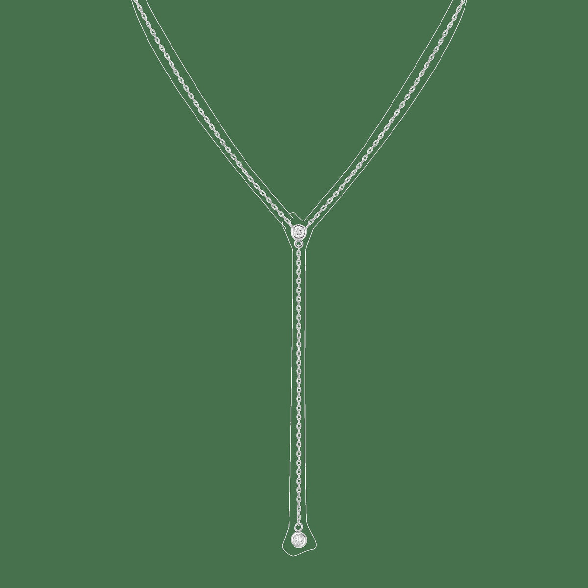 Diamond Bezel Lariat Necklace