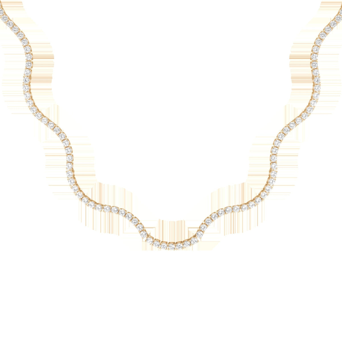 Lab Grown White Sapphire Wave Tennis Necklace