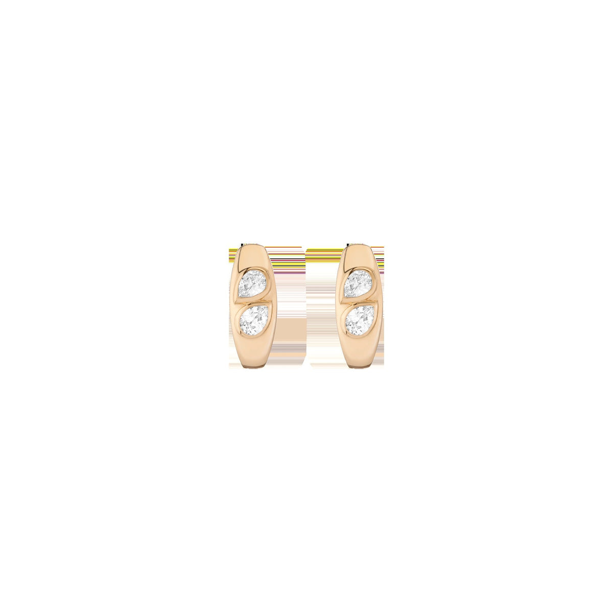 Chunky Double Lab Grown Diamond Pear Huggie Earrings