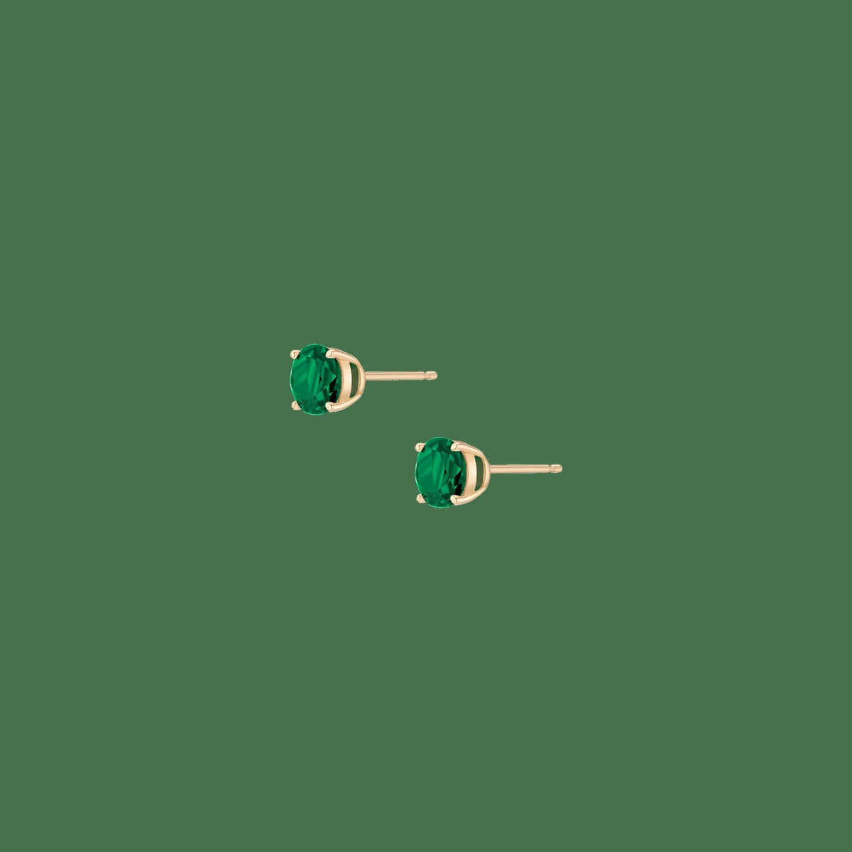 Round Gemstone Solitaire Stud Earrings