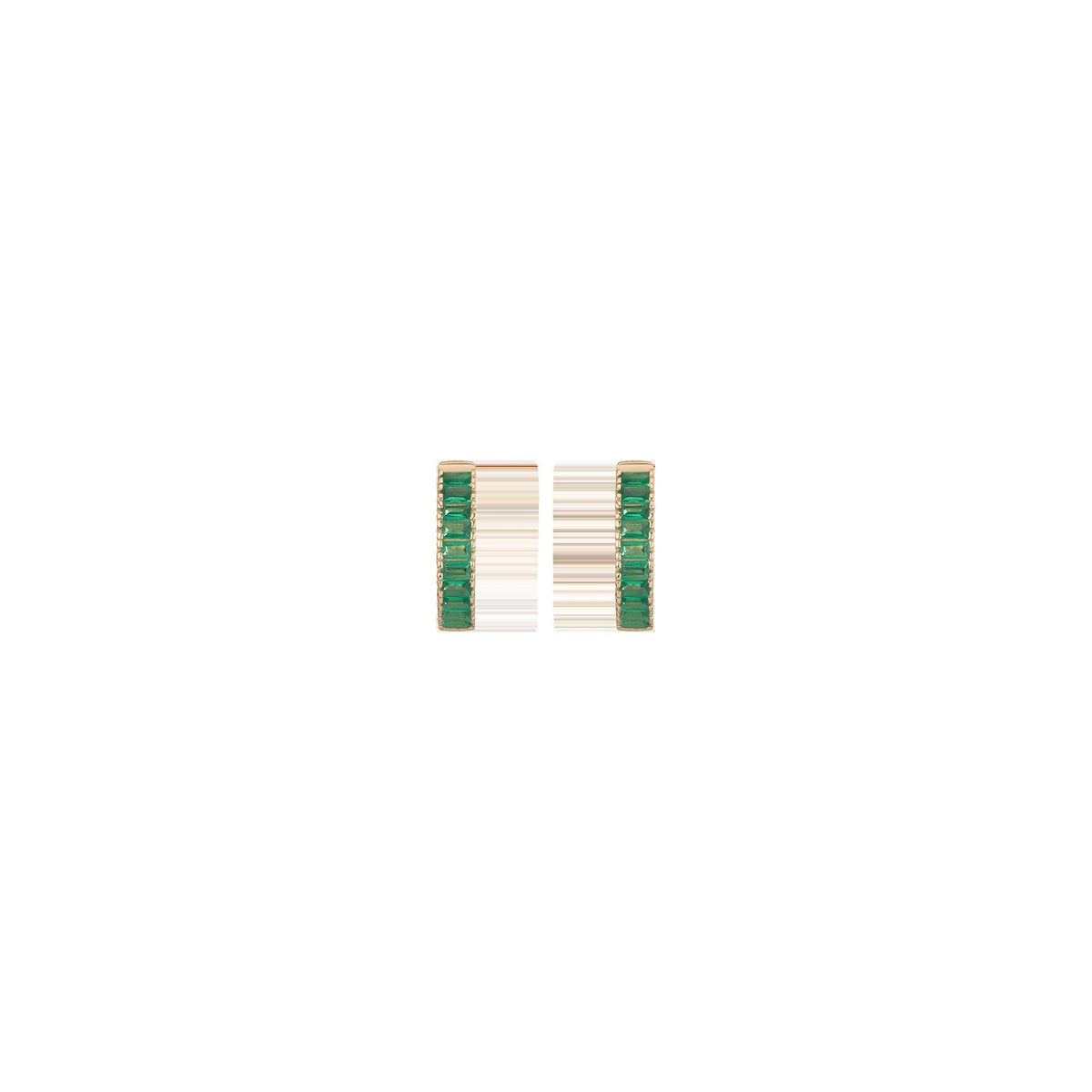 Lab Grown Green Emerald Baguette Huggie Earrings