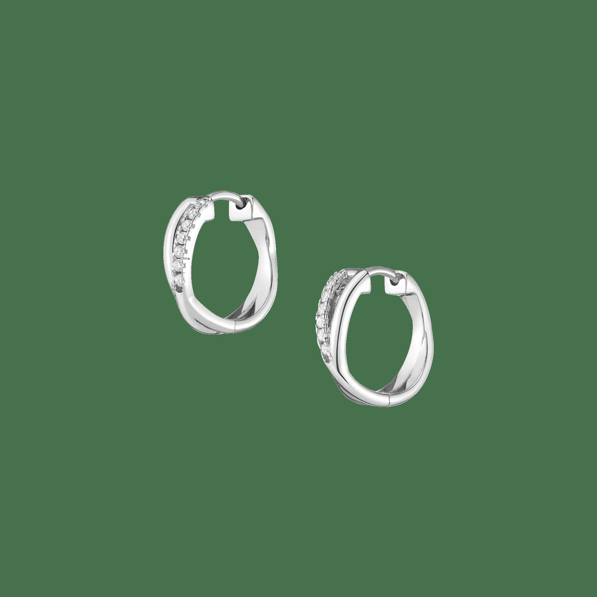 Diamond Crossover Huggie Earrings