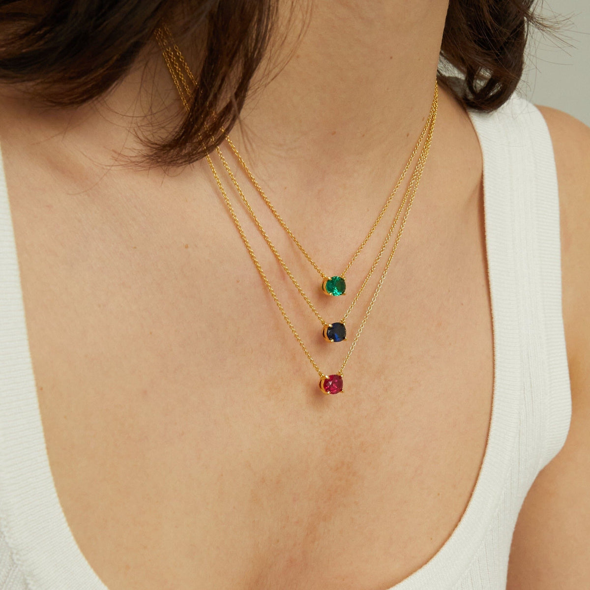 Oval Gemstone Solitaire Necklace