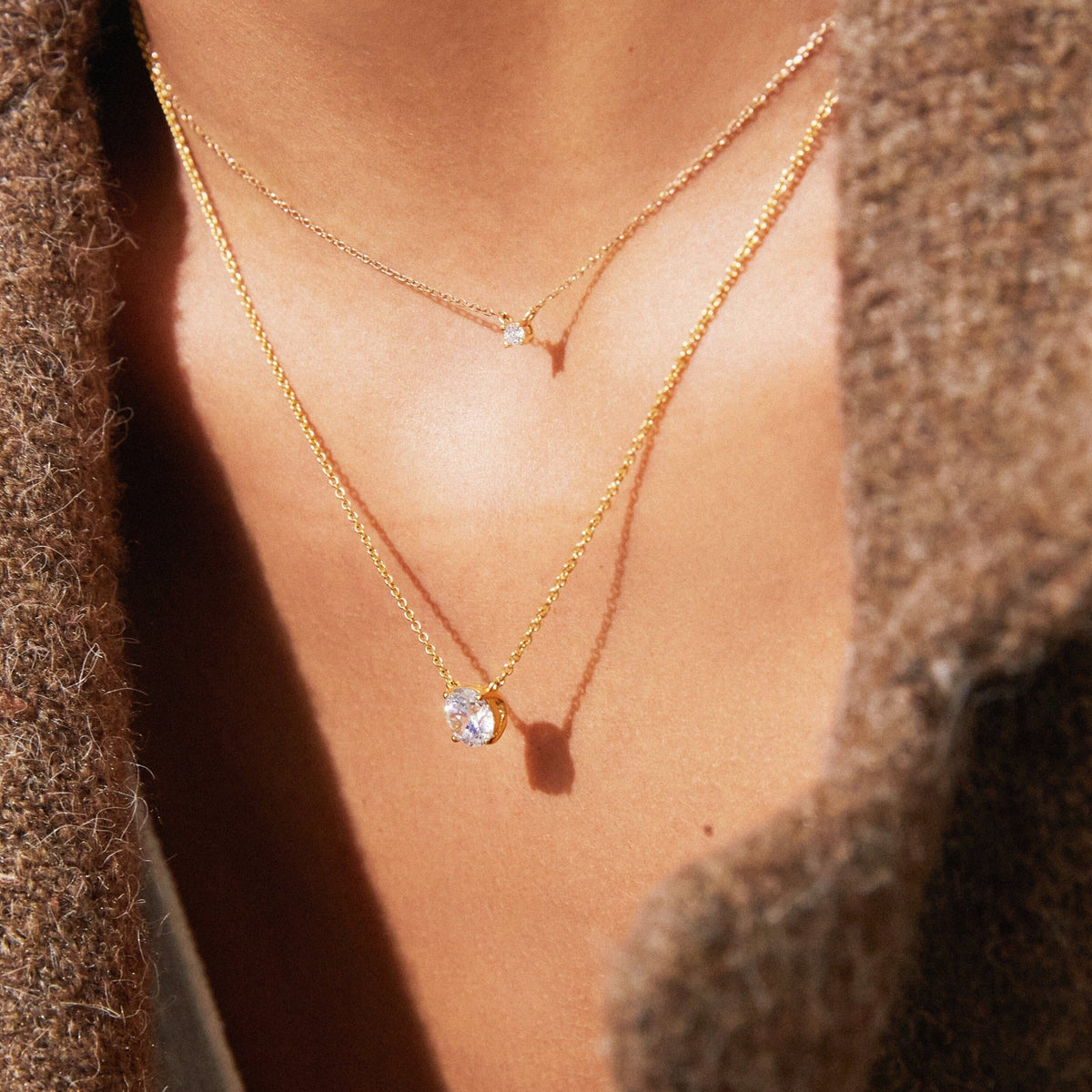 Round Gemstone Solitaire Necklace