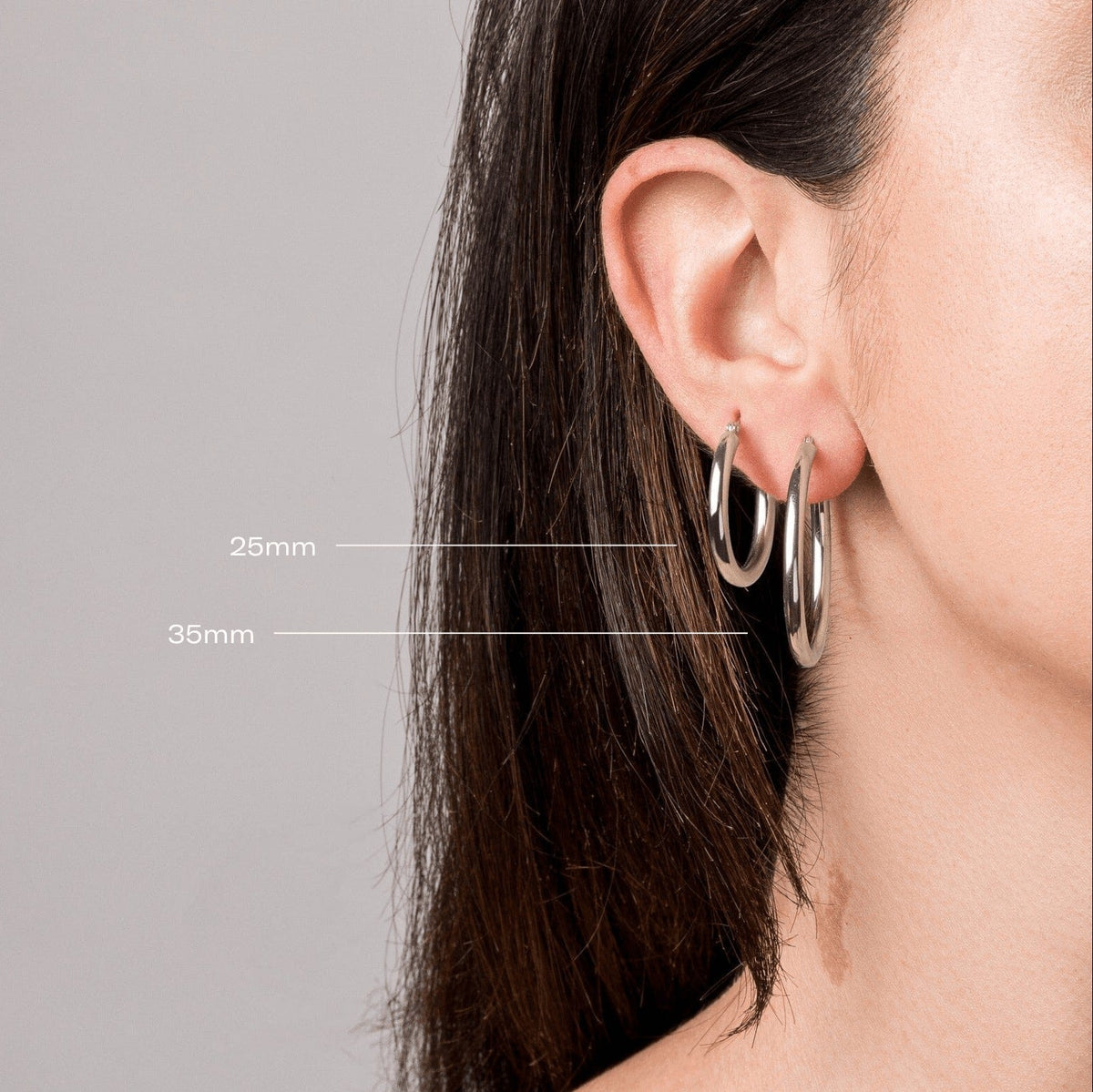 3mm Silver Hoop Earrings - 25mm