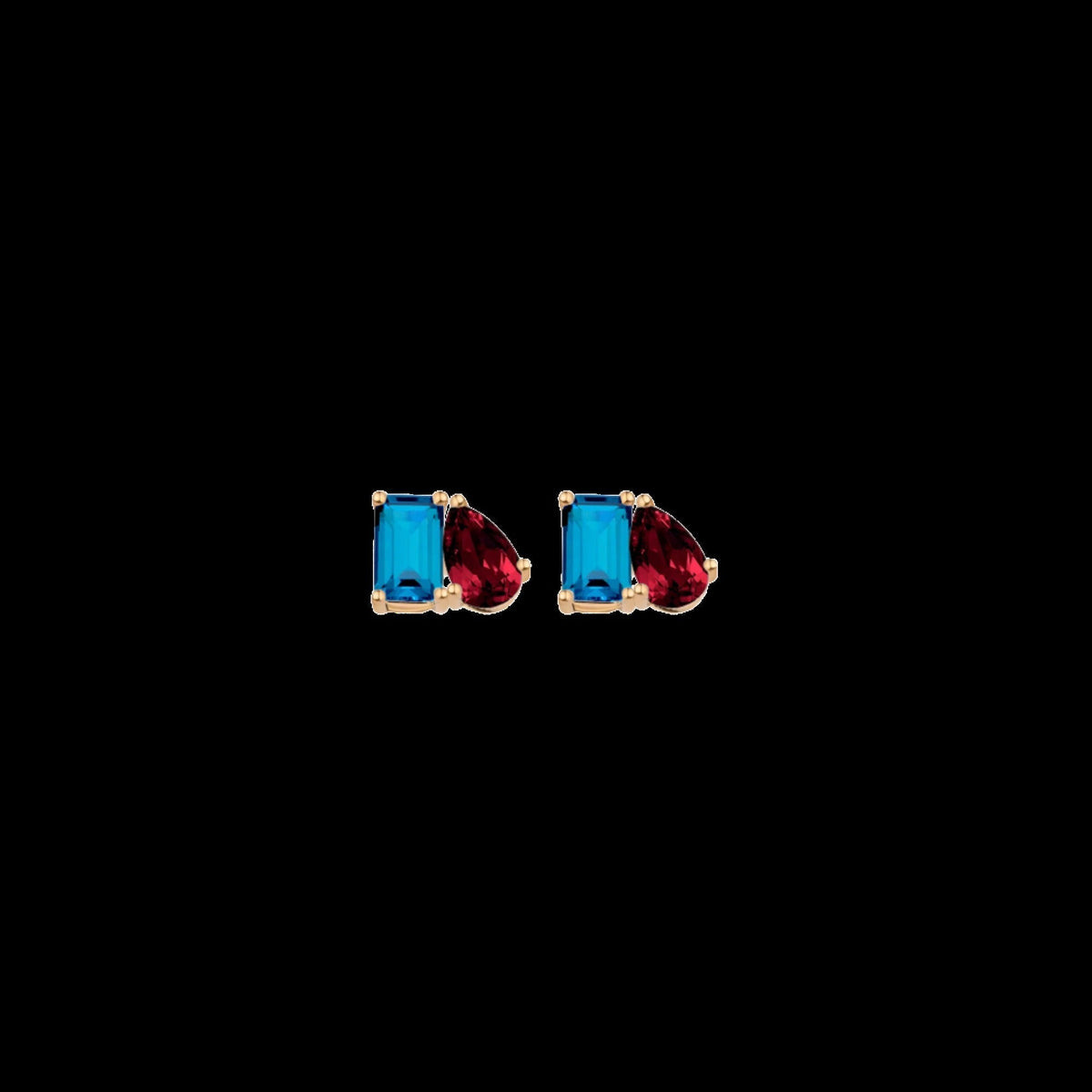 Toi et Moi Gemstone Mini Classic Earring - London Blue Topaz & Garnet