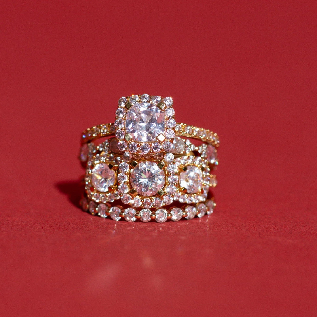 Half-Studded Prong Diamond Gold Band