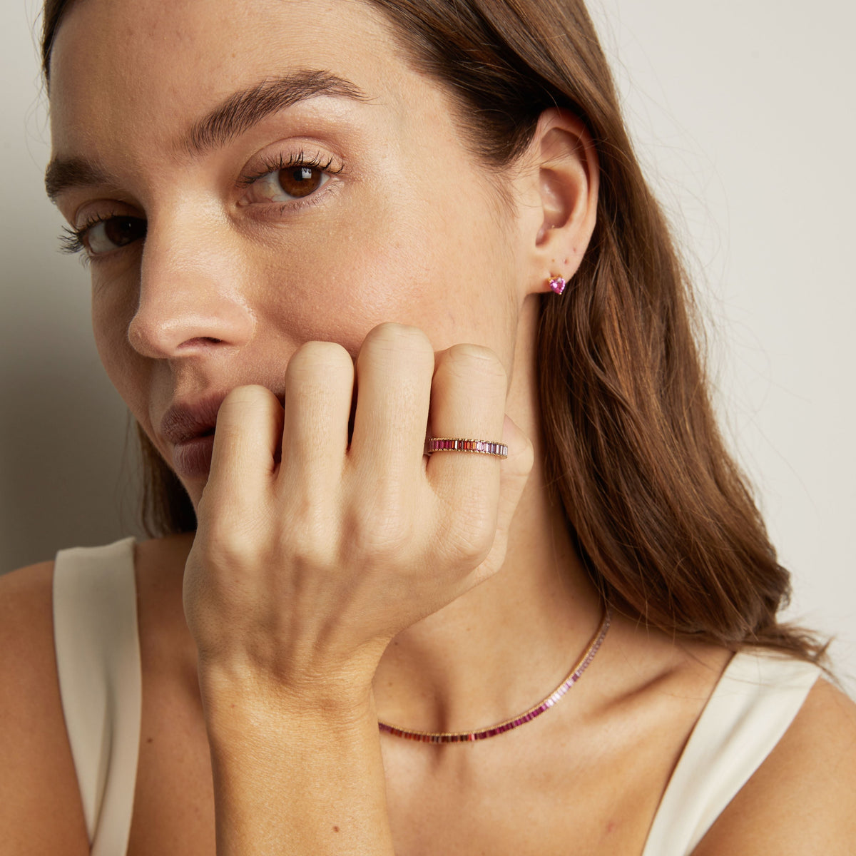 Pink Ombré Baguette Eternity Ring