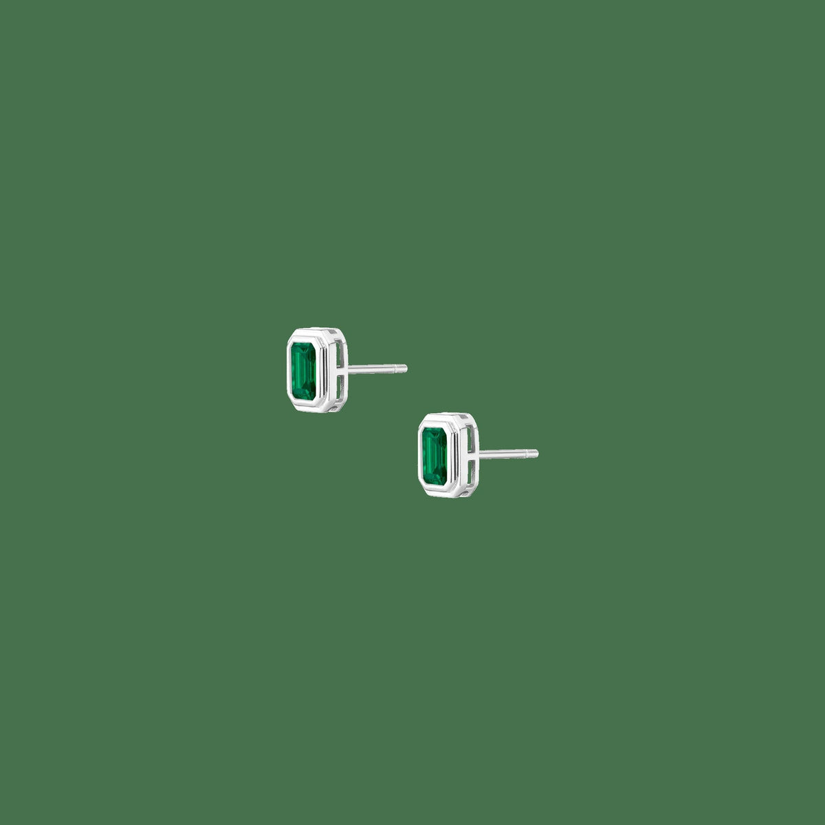 Mini Lab Grown Emerald Heirloom Stud Earrings