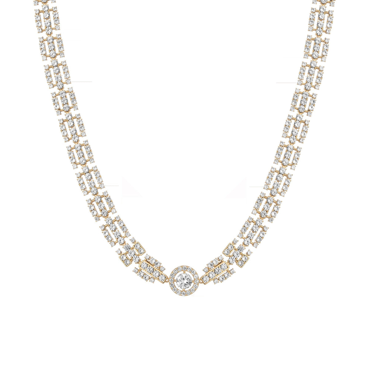 Lab Grown White Sapphire Three Layered Tennis Necklace