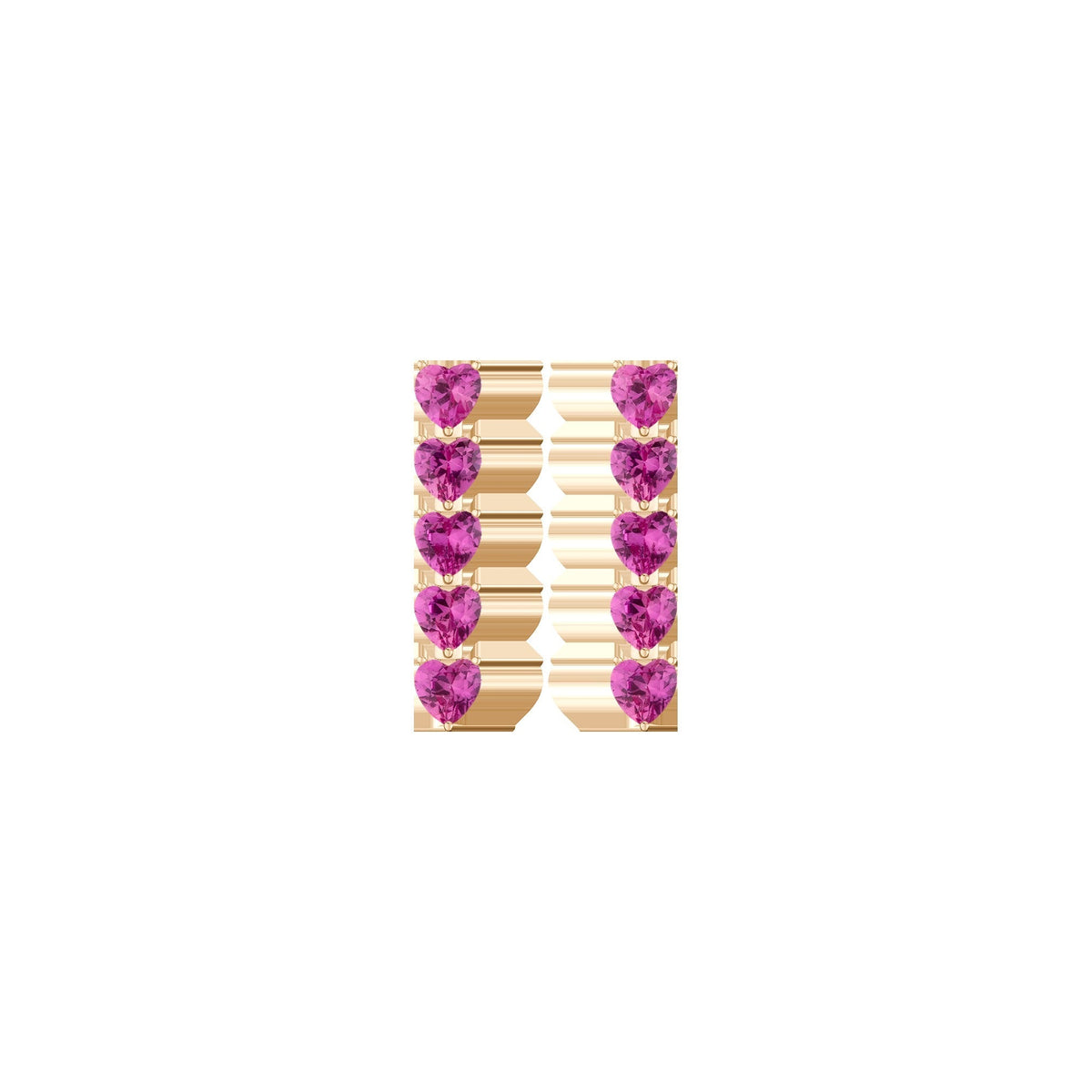 Lab Grown Pink Sapphire Heart Tennis Earrings