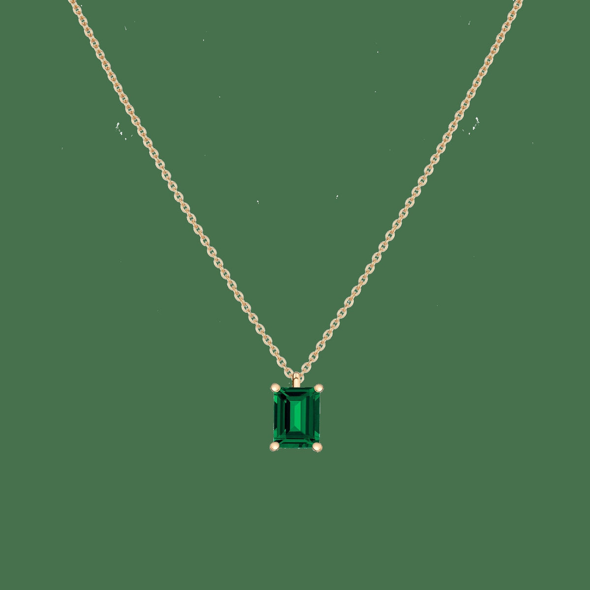 Emerald Gemstone Solitaire Necklace