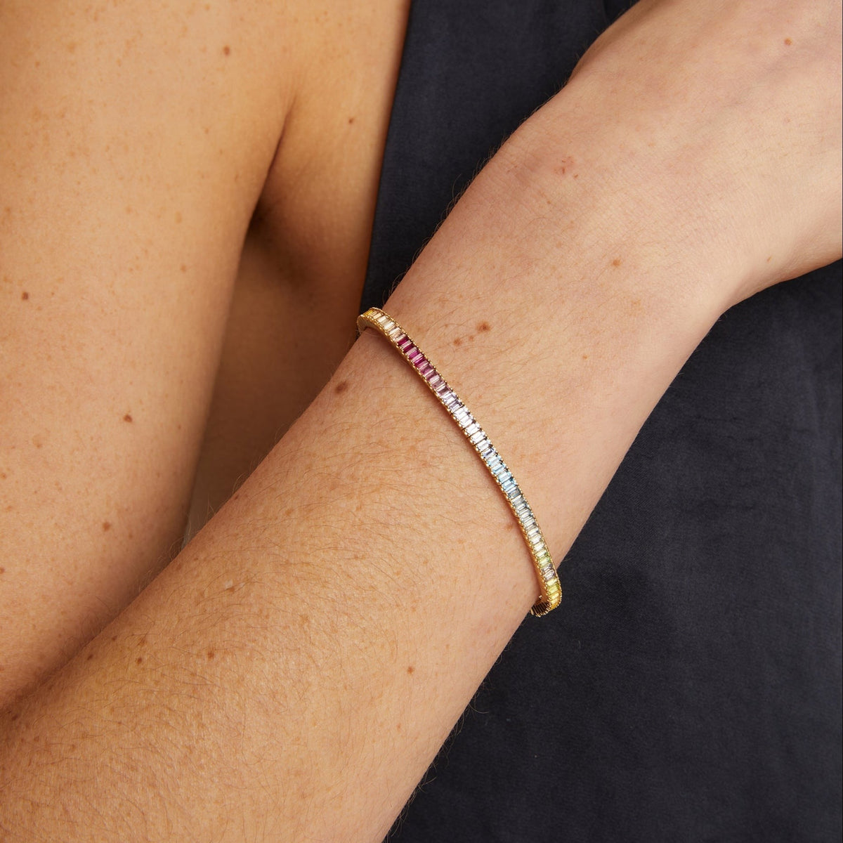 Ombré Rainbow Baguette Tennis Bracelet