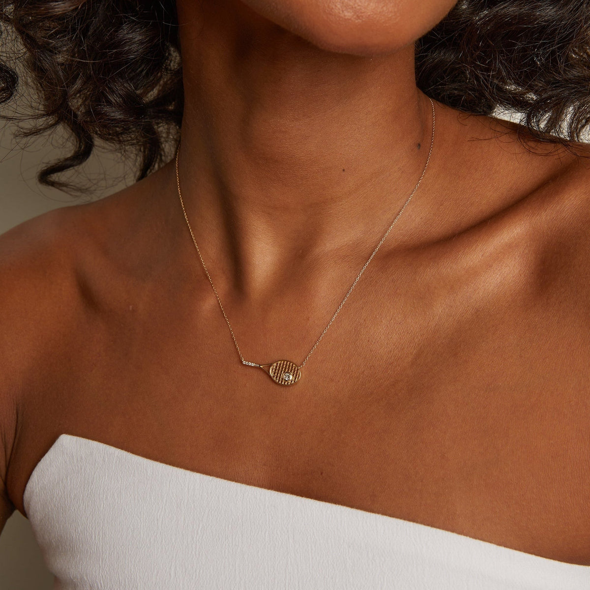 Lab Grown Diamond Tennis Racket Necklace