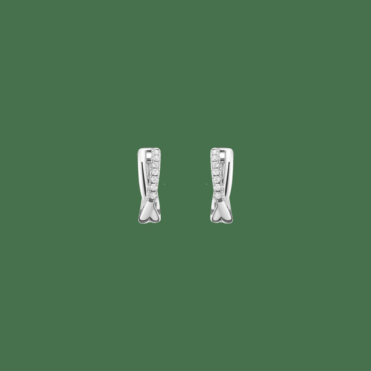 Diamond Crossover Huggie Earrings