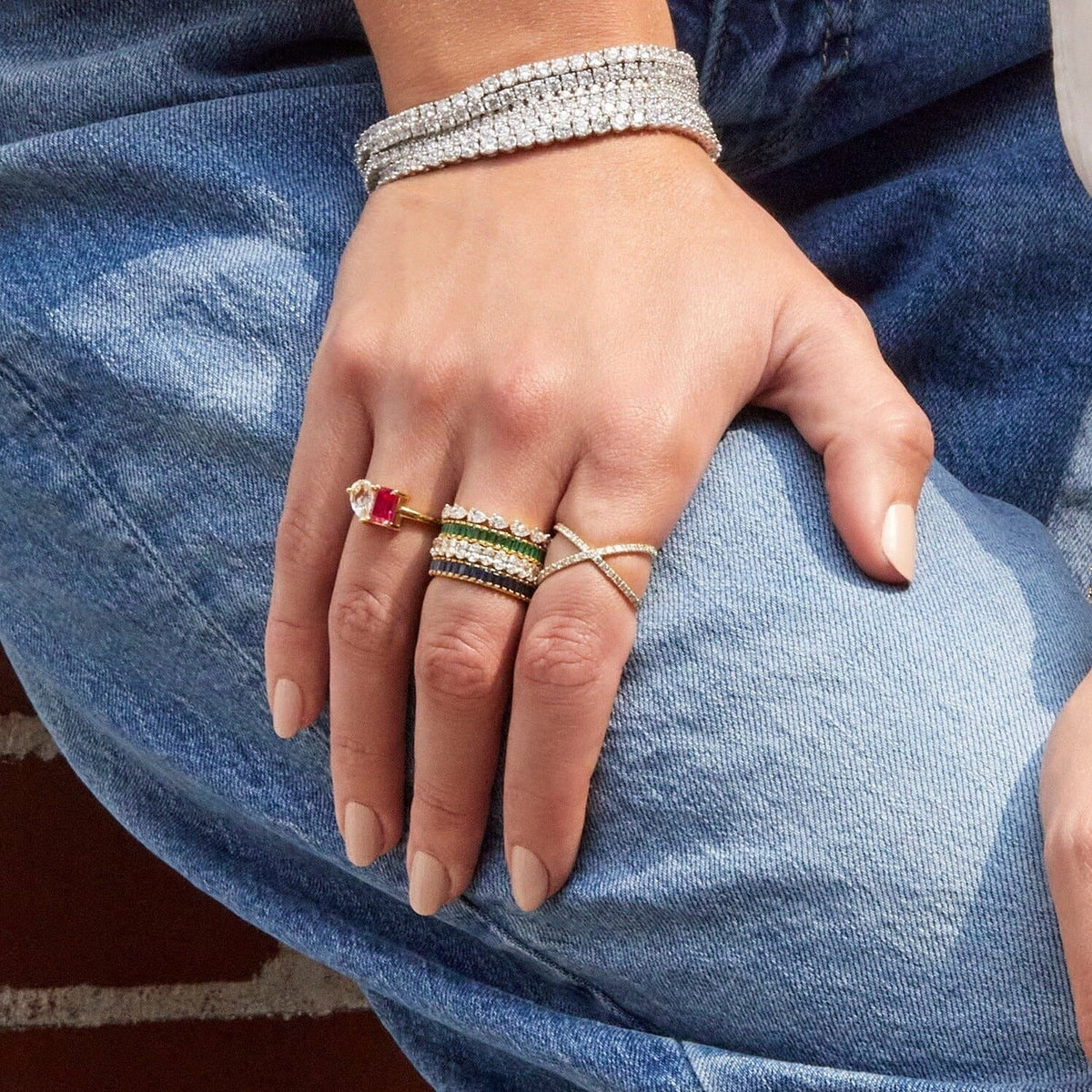 Lab Grown Blue Sapphire Baguette Eternity Ring
