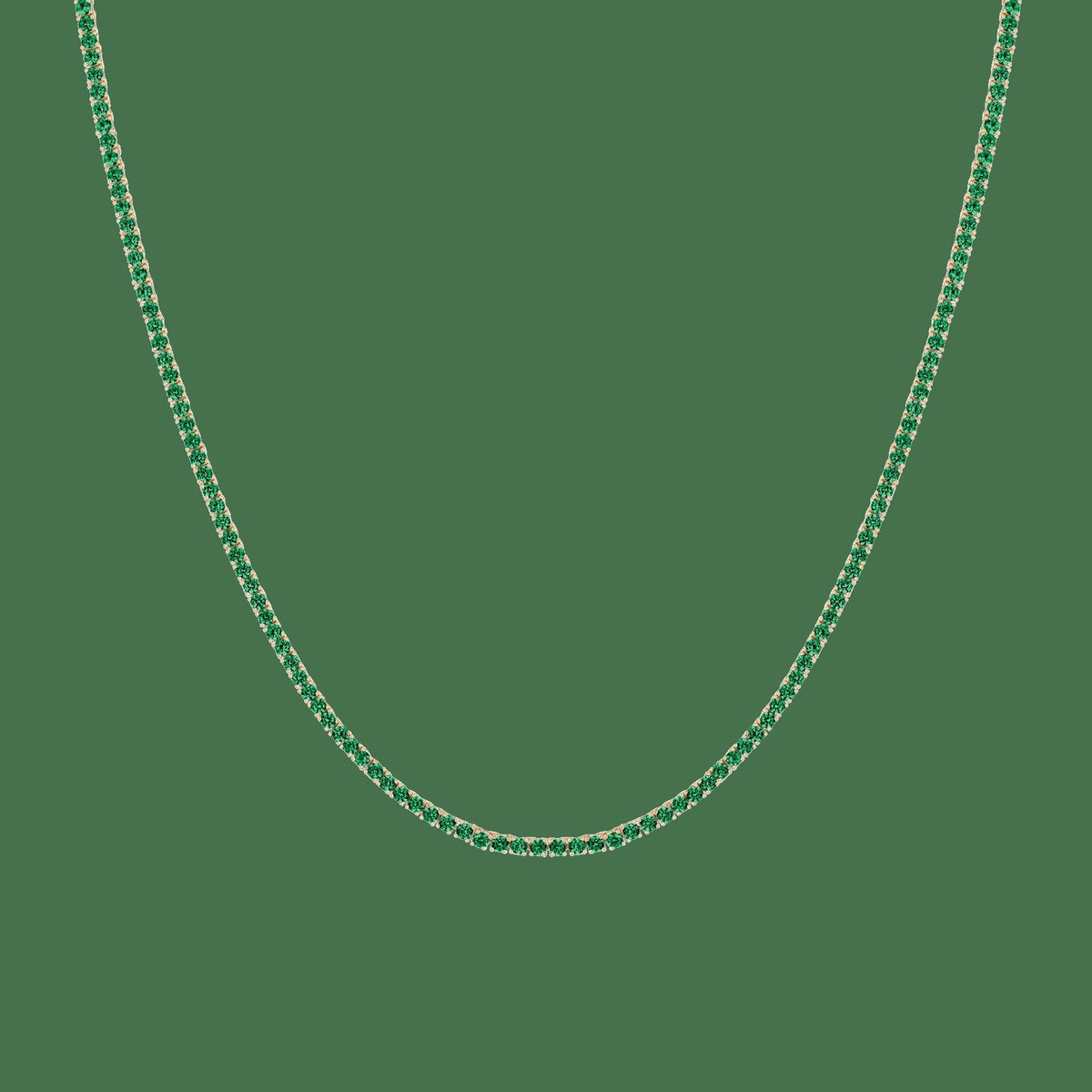 Lab Grown Green Emerald Tennis Necklace