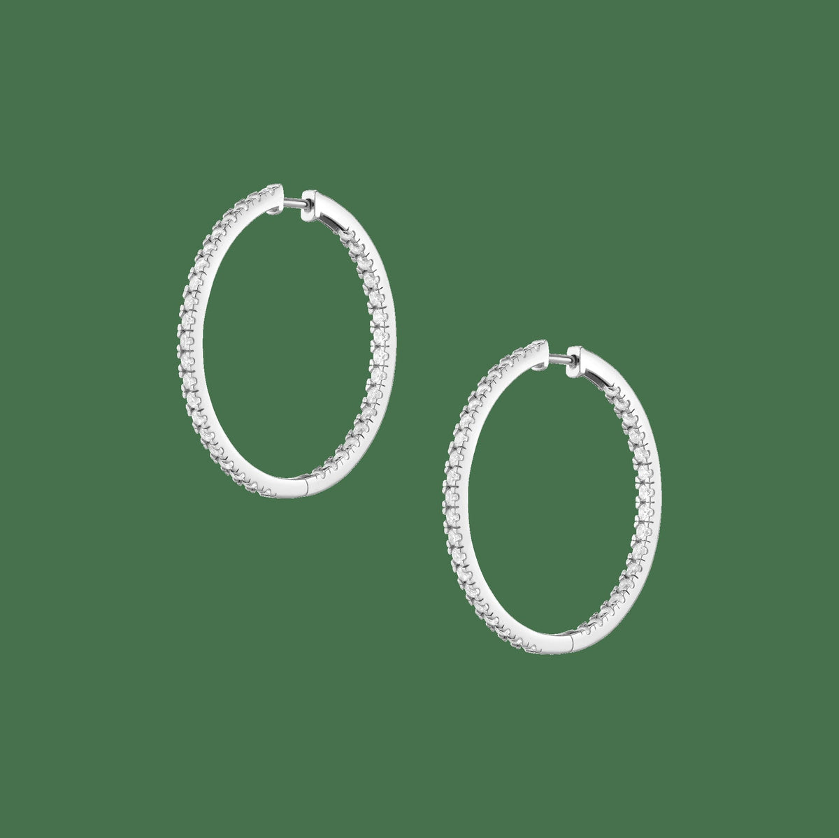 35mm Lab Grown White Sapphire Hoop Earrings