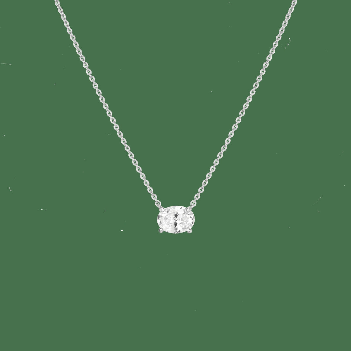 Oval Gemstone Solitaire Necklace