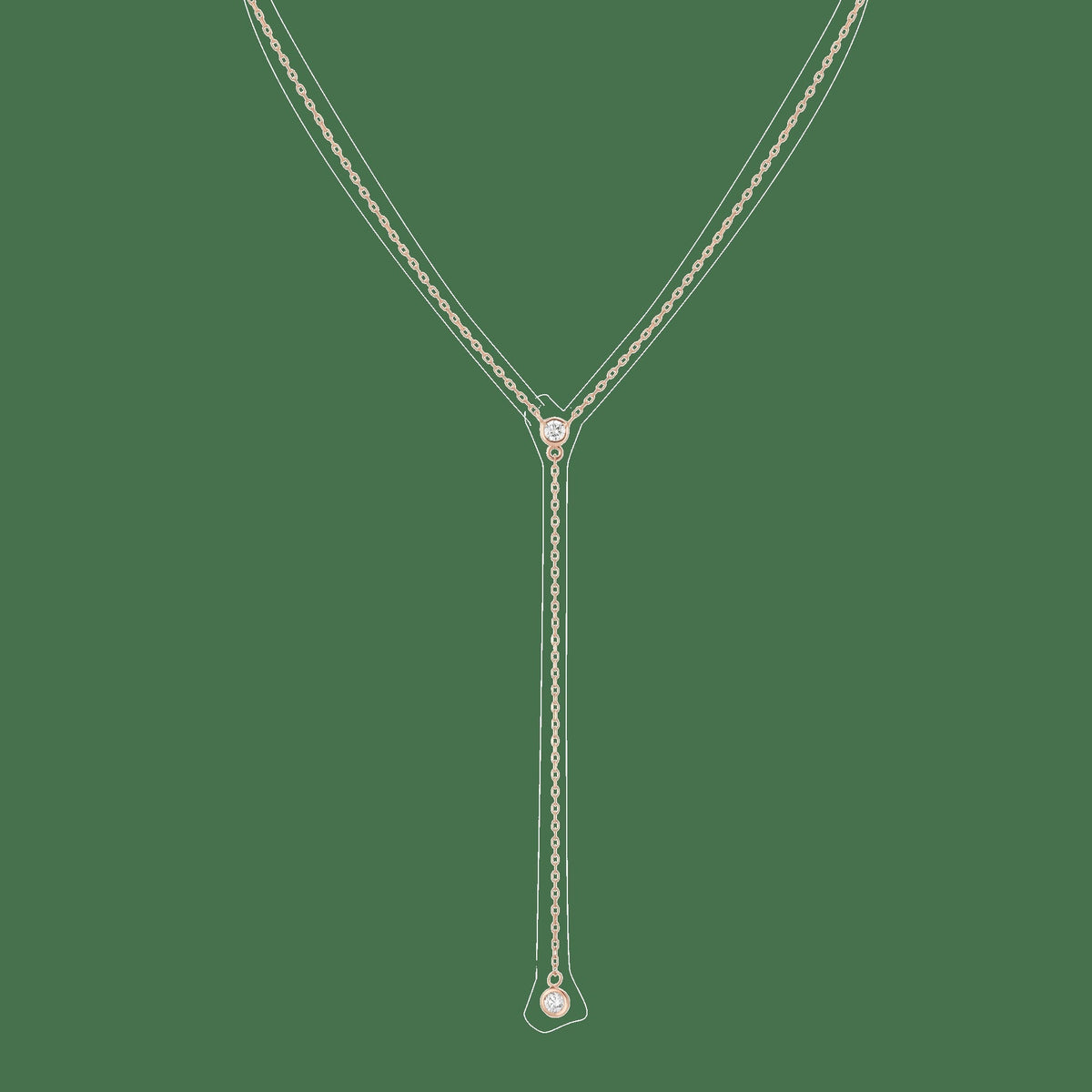 Diamond Bezel Lariat Necklace