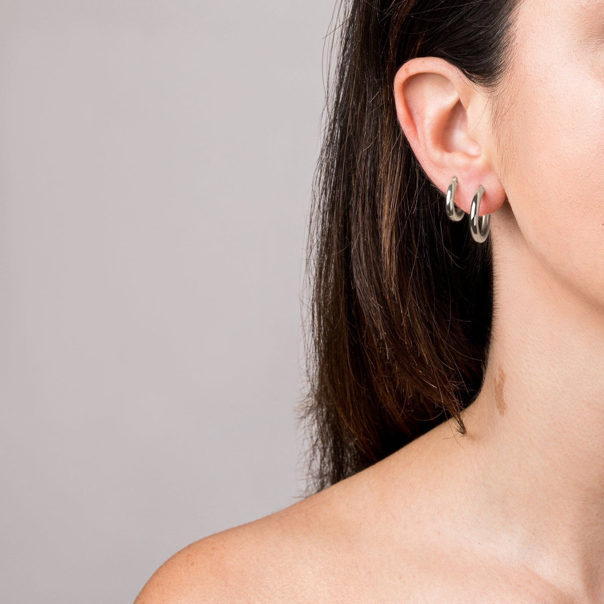 3mm Silver Hoop Earrings - 20mm