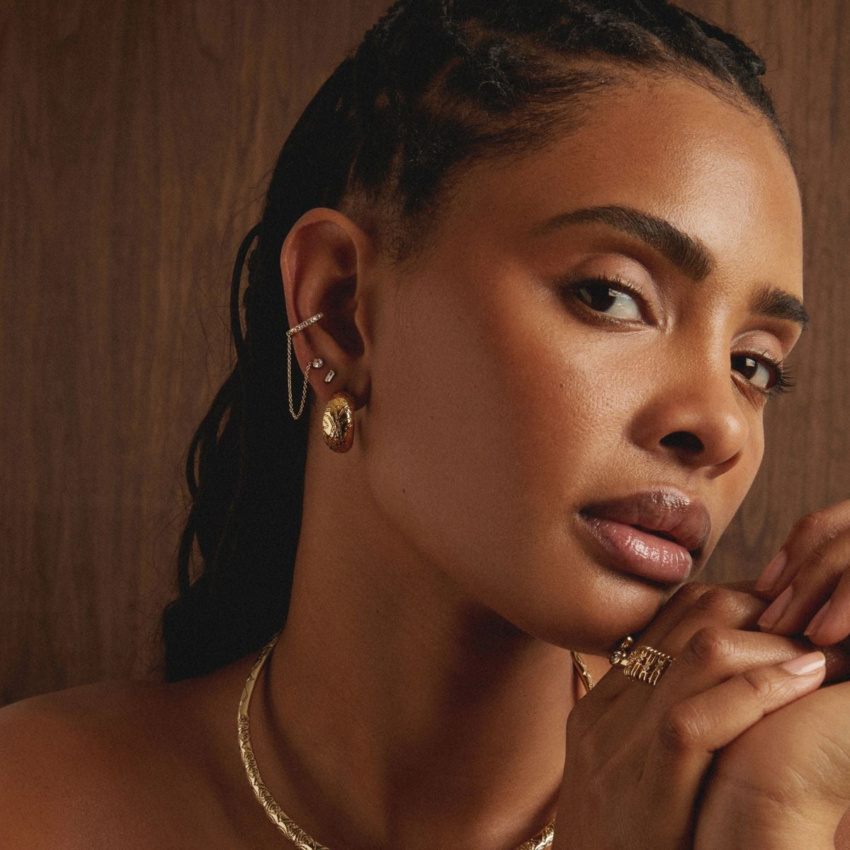 Aurate x Frye: Western Stitch Hoop Earrings