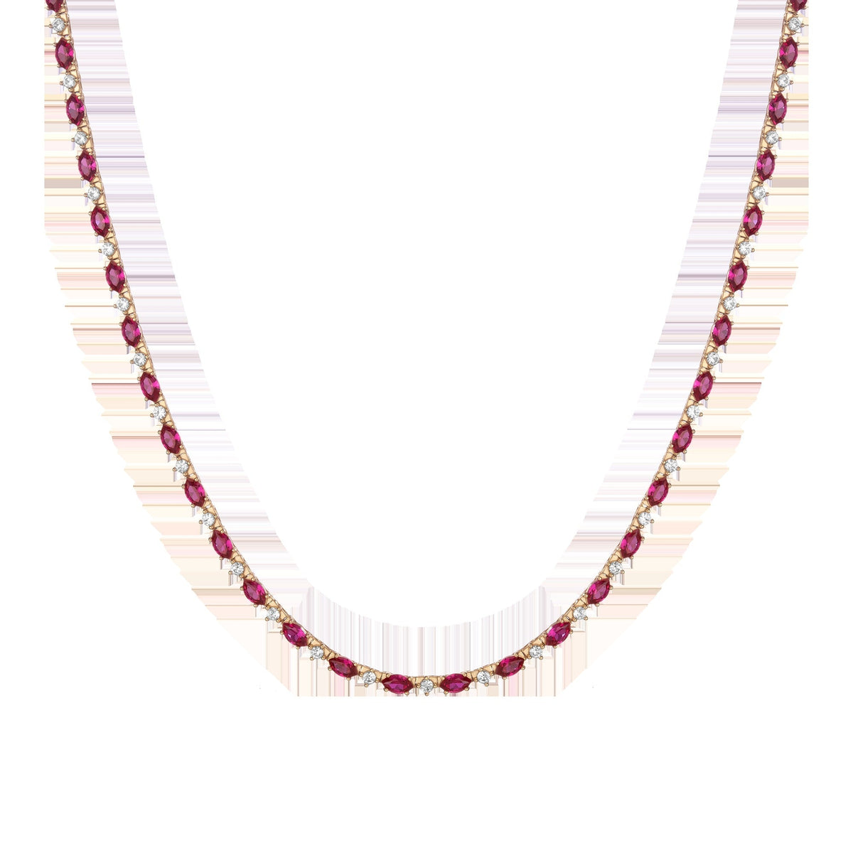 Aurate x Marilyn Monroe: Lab Grown Red Marquise Tennis Necklace