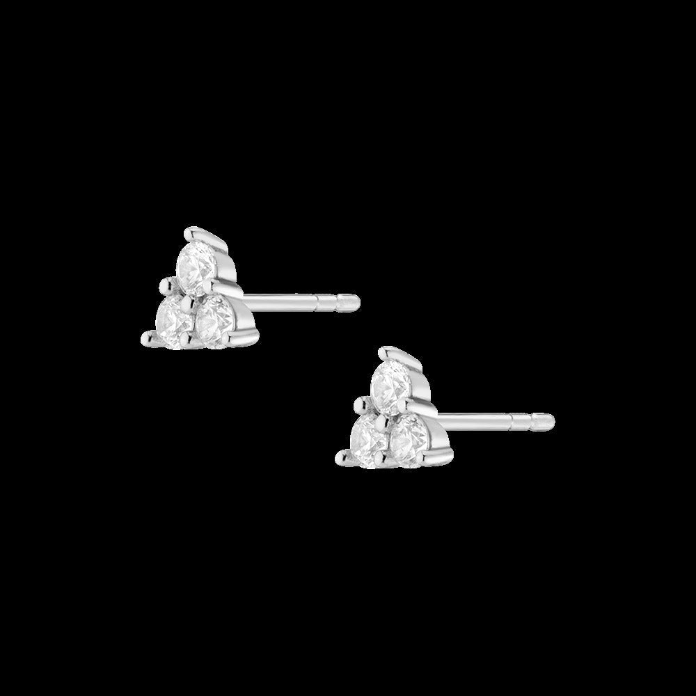 Lab Grown White Sapphire Trinity Stud Earrings