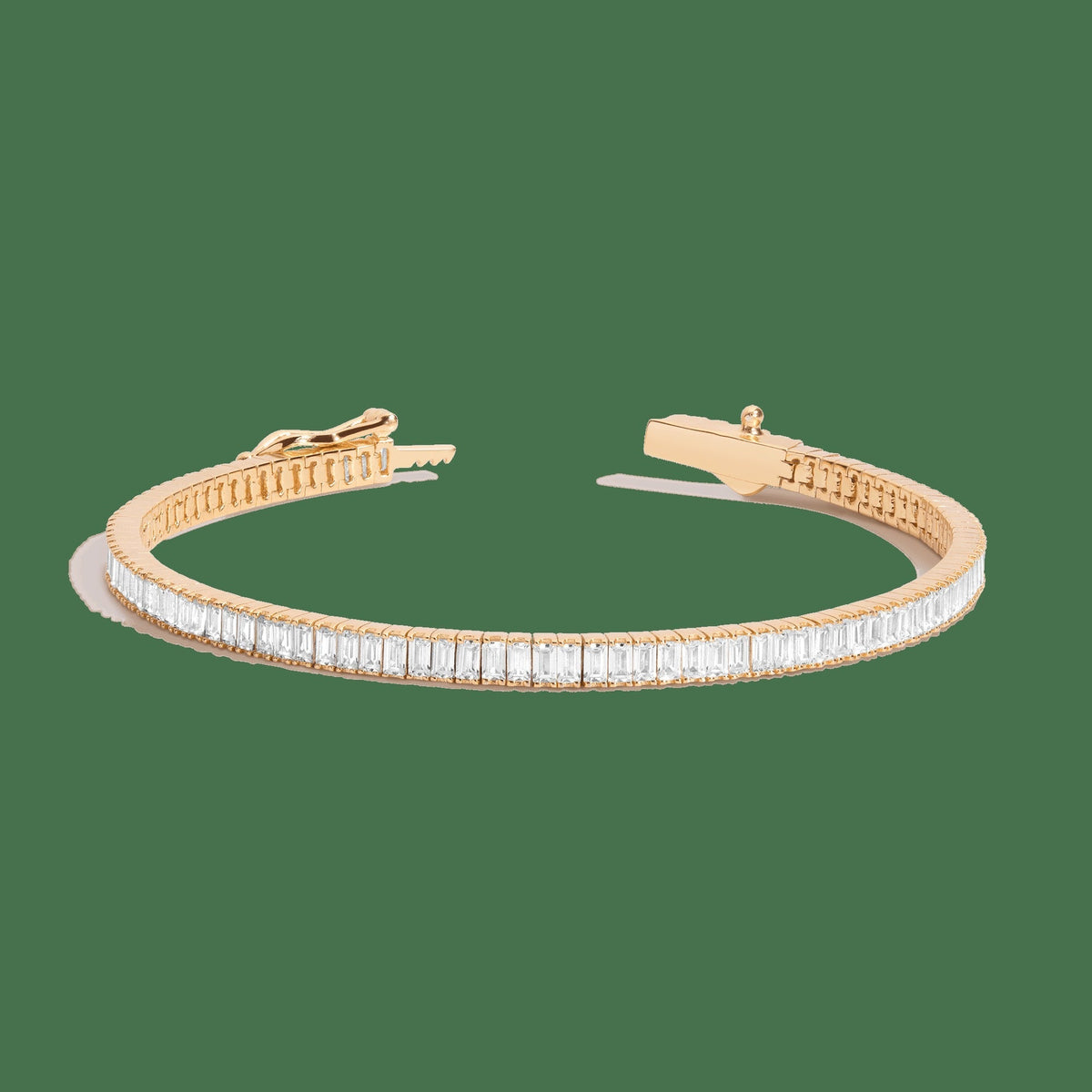 Lab Grown White Sapphire Baguette Tennis Bracelet