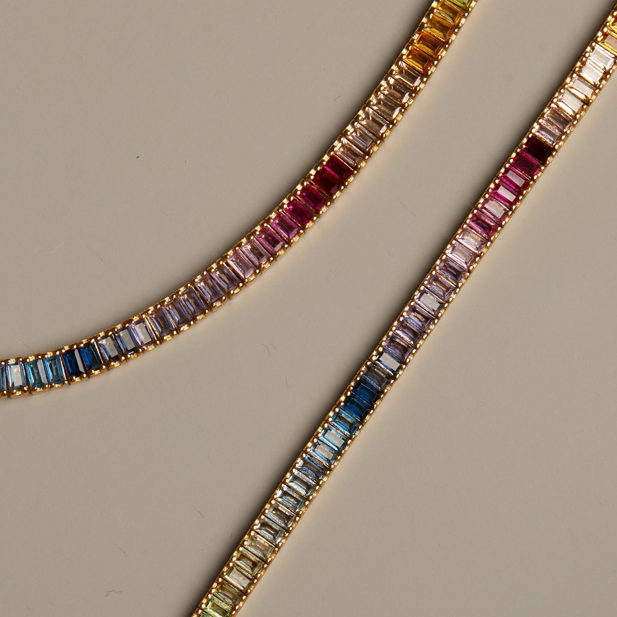 Ombré Rainbow Baguette Tennis Bracelet