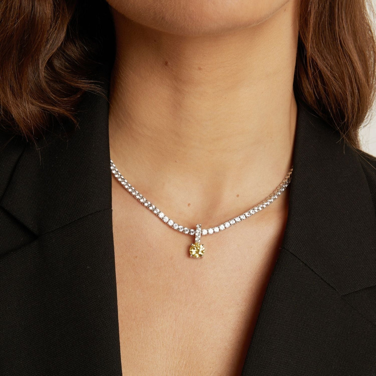 Round Cut Tennis Charm Pendant