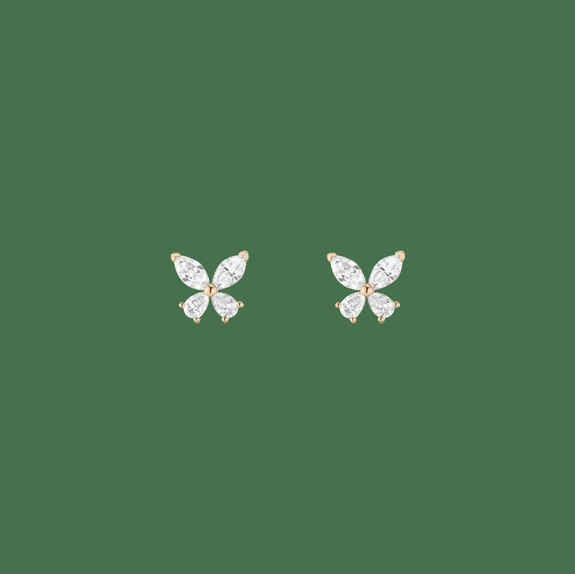 Lab Grown White Sapphire Butterfly Earrings