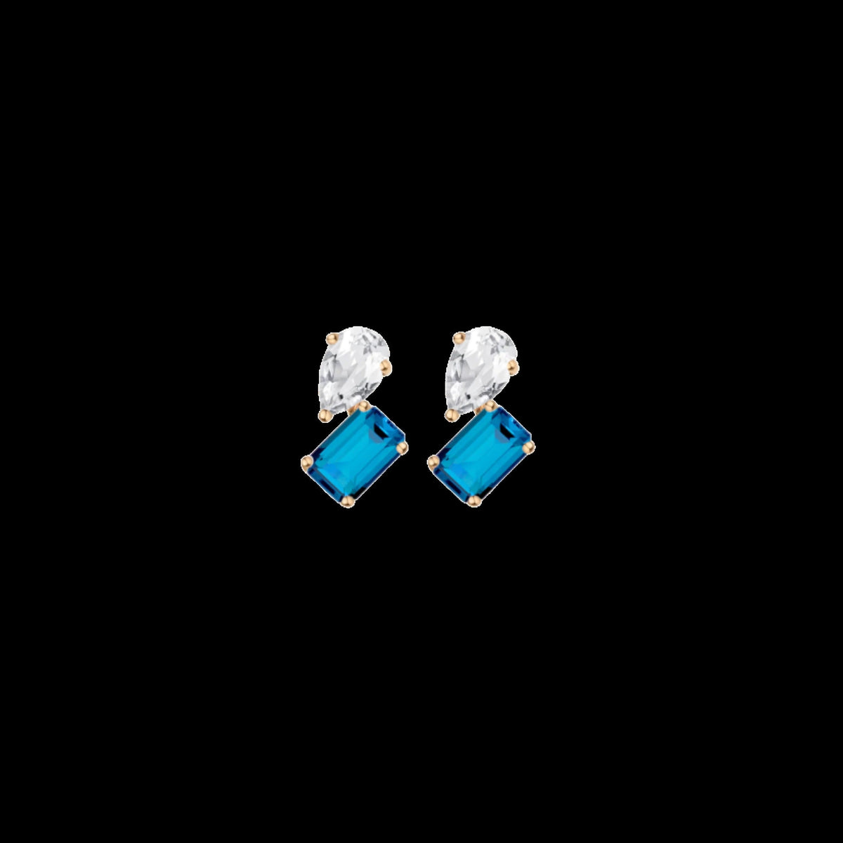 Toi et Moi Gemstone Mini Heirloom Earring - London Blue Topaz & White Topaz