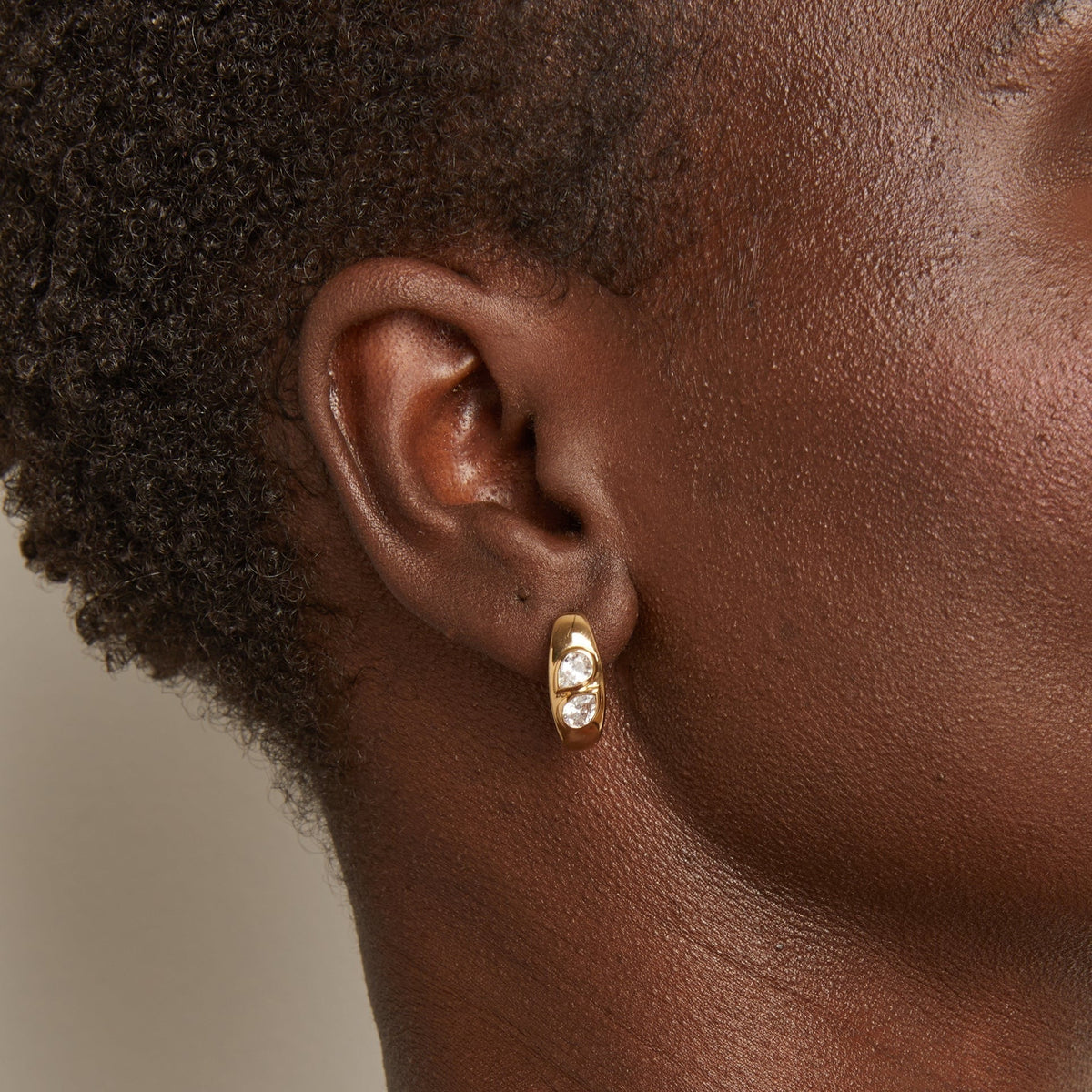 Chunky Double Lab Grown Diamond Pear Huggie Earrings