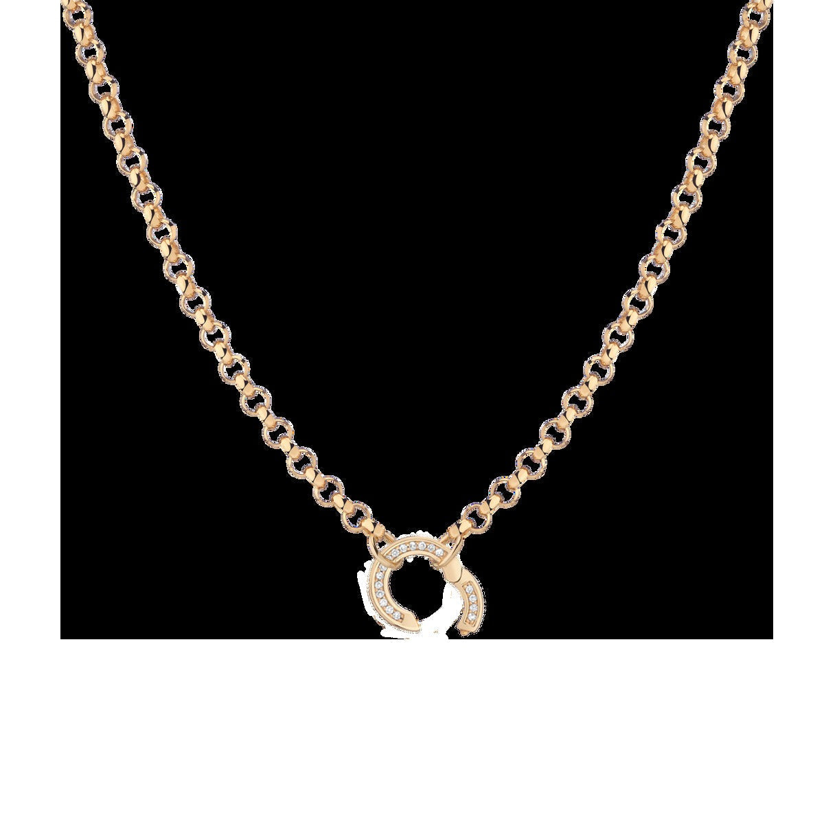 Rolo Chain Charm Necklace - White Sapphire Bail