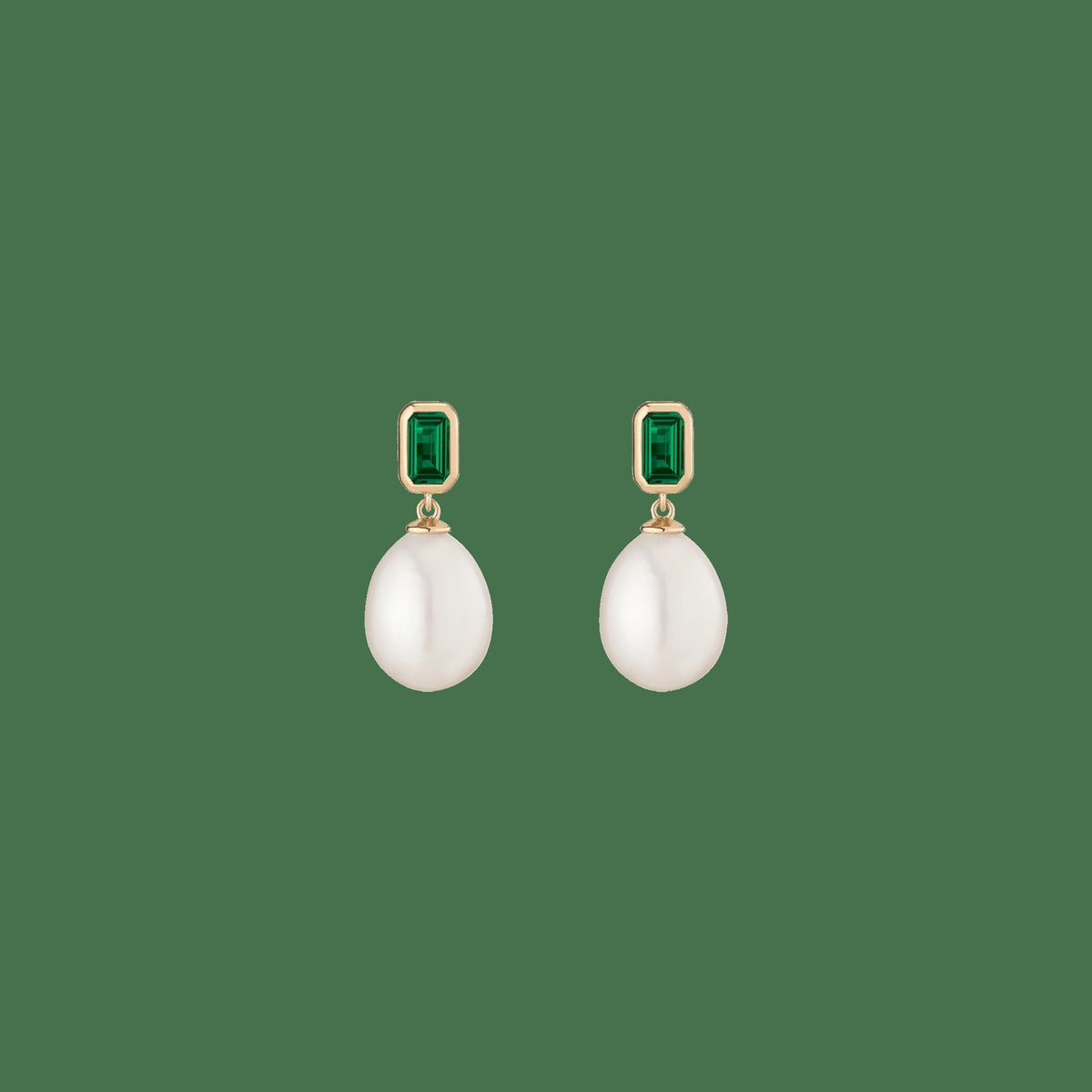 Lab Grown Emerald Heirloom Pearl Drop Earrings