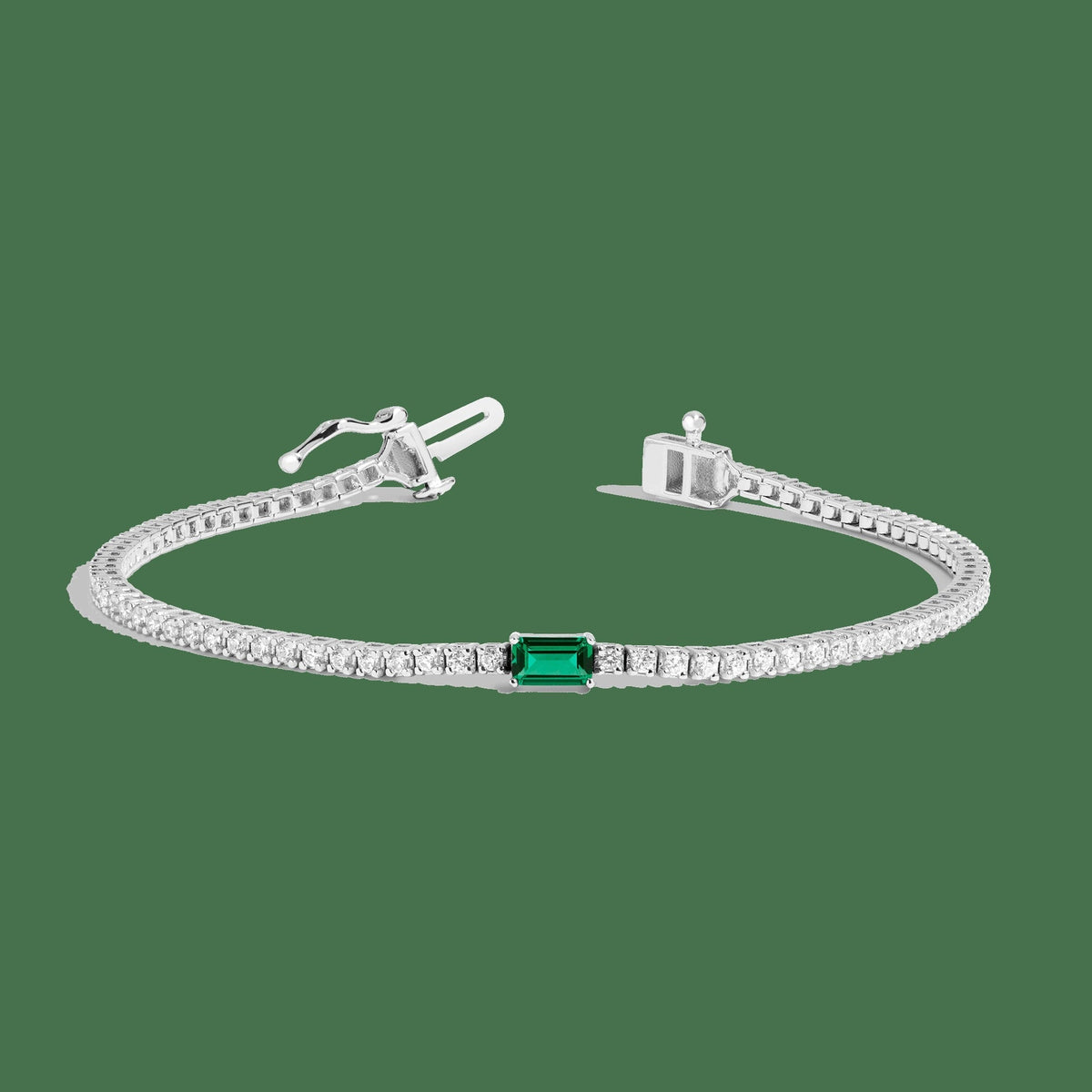 Lab Grown Diamond Tennis Bracelet with Emerald