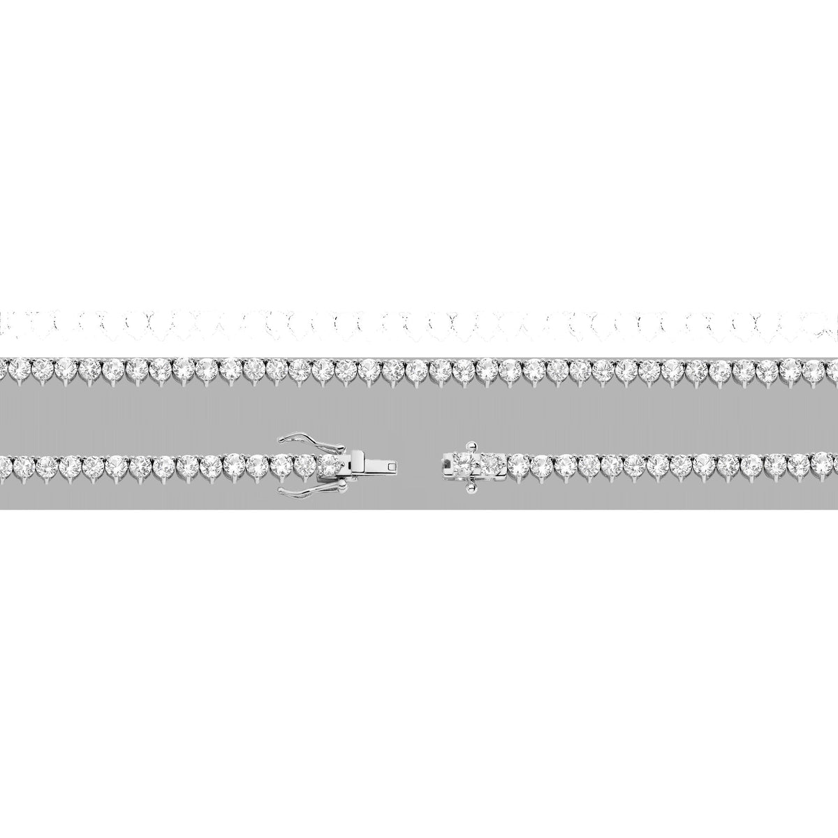 Lab Grown White Sapphire Three-Prong Tennis Necklace