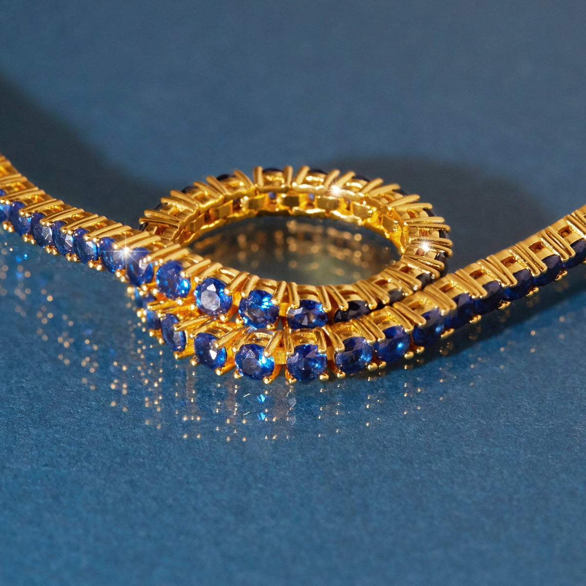 Lab Grown Blue Sapphire Tennis Bracelet