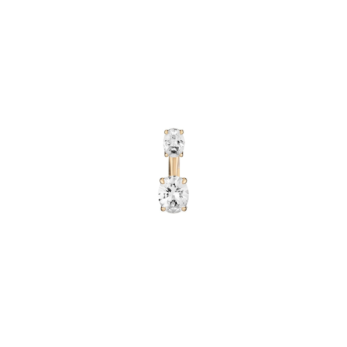 Lab Grown White Sapphire Ear Jacket - Oval Bottom Stone